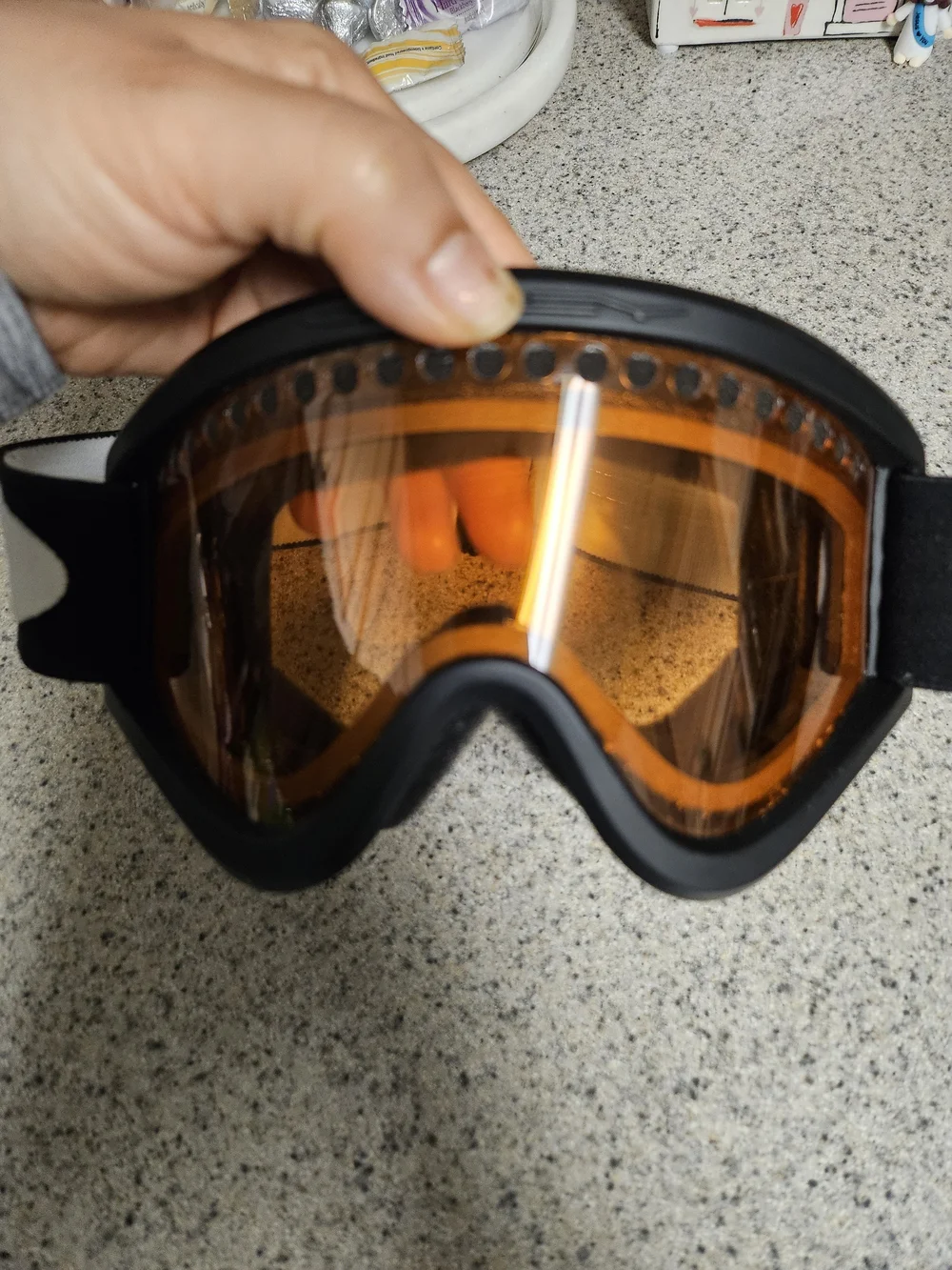 Oakley Black Goggles with Amber Lens